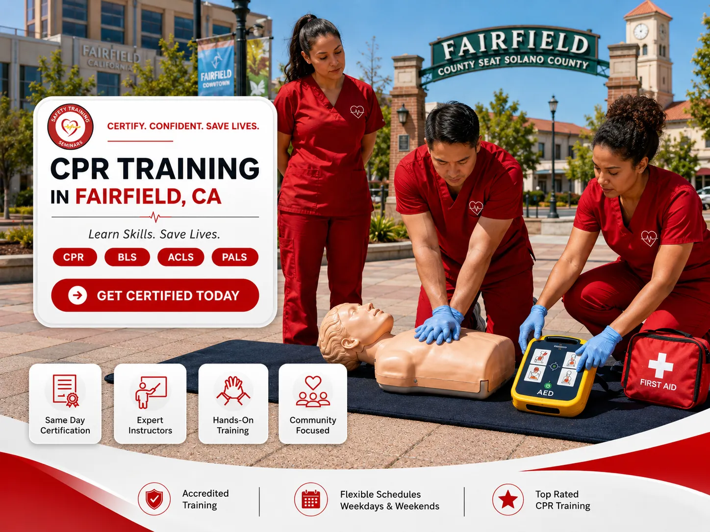 BLS skills check during CPR certification class in Fairfield, CA